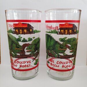 1998 Set of 2 Budweiser Beer Pub "Lizard" Glasses-We Could've Been Huge!